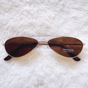 Cynthia Brown Aviator Slim Sunglasses
